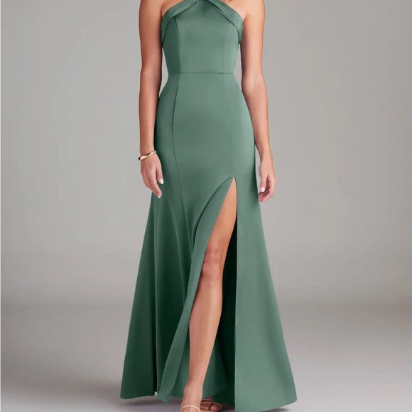 Azazie Strapless Green Dress - Picture 6 of 11
